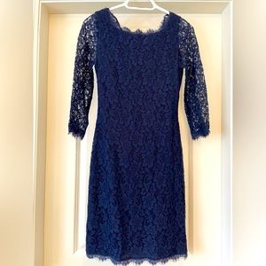 Diane von Furstenberg blue lace cocktail dress